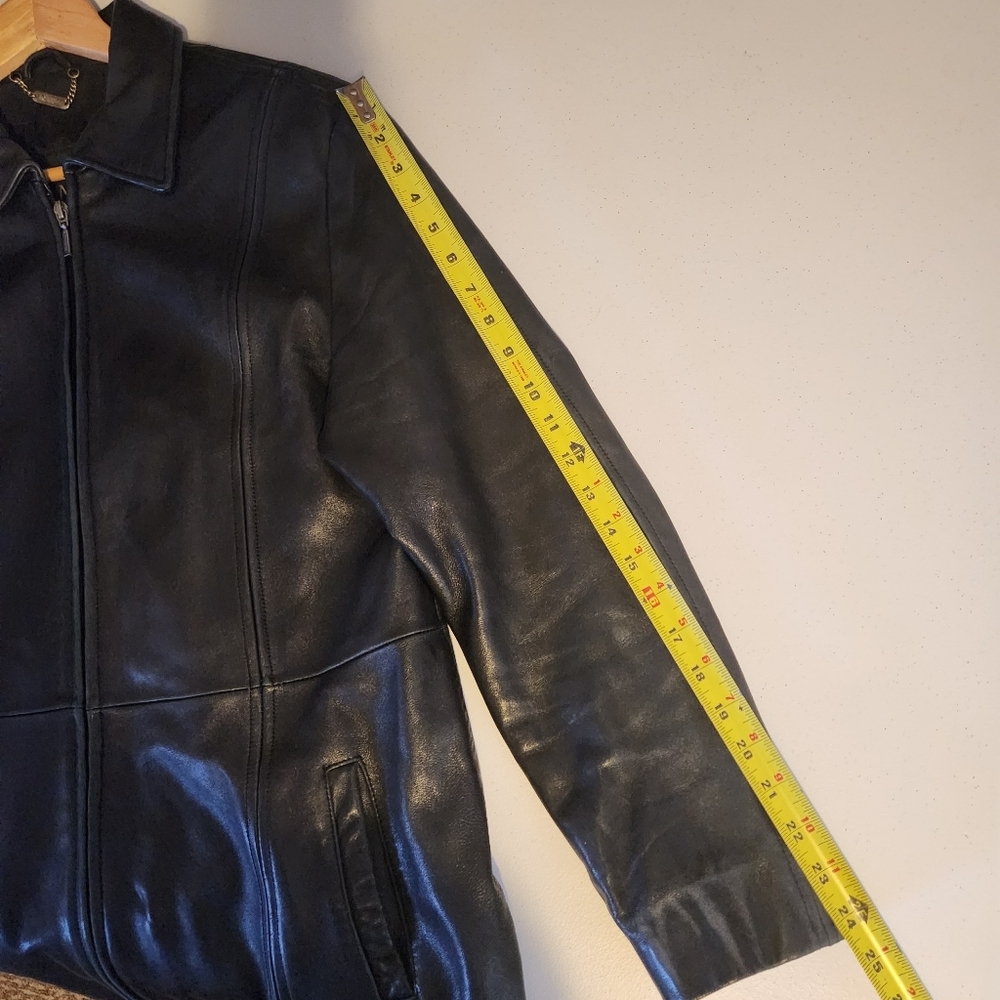 Vintage 90s Danier Black Blazer Leather Jacket Coat Minimalist Womens Size 12 - Picture 6 of 14